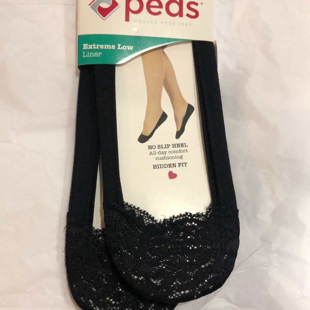 Peds extreme low liner‎ black no slip heel shoe liner 2pairs fits shoe size 5-10